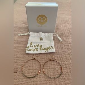 Gorjana Laguna Gem Drop gold plated hoop earrings with Labradorite